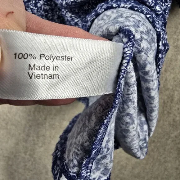 Lane Bryant Womens Floral Print Tunic Top Navy Blue Size 34/36 Polyester Relaxed - Picture 4 of 7